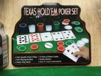 gokken Texas hold  pokerspel met fiches in blik compleet, Drie of vier spelers, Ophalen of Verzenden, Nieuw