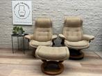 Set Stressless relaxfauteuils + hocker, relax stoel draibaar, Ophalen, N, N, 75 tot 100 cm