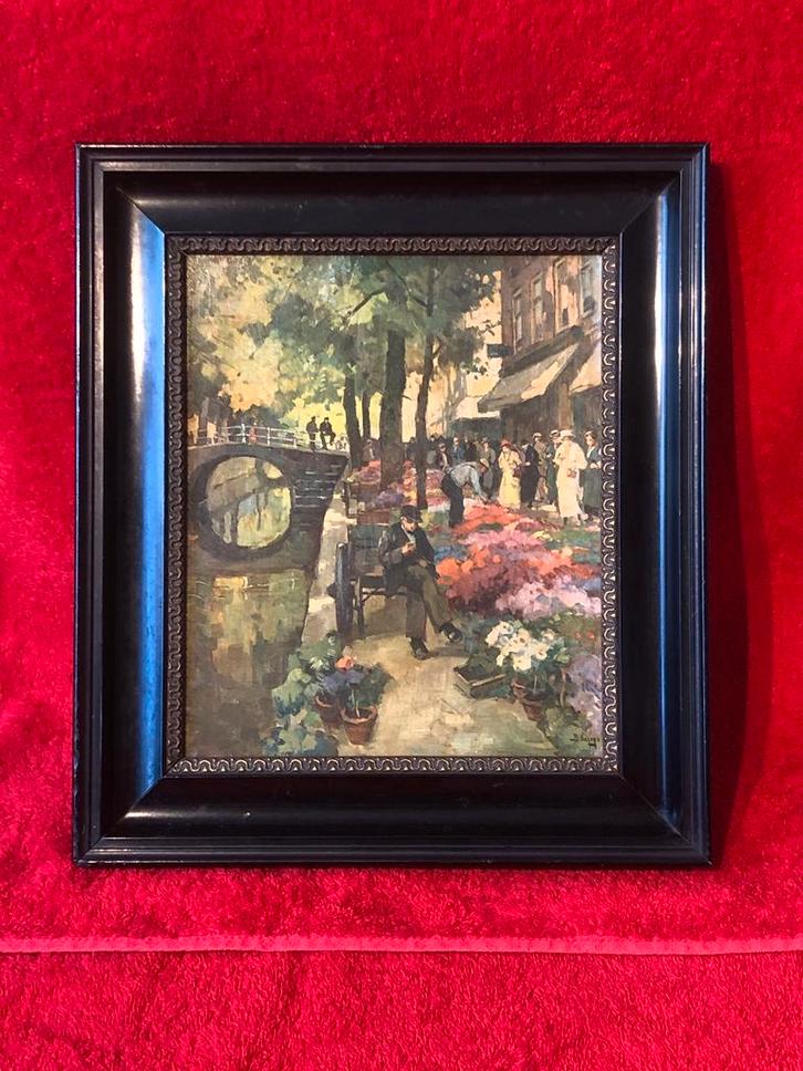 36x30cm Fraaie antieke klassieke lijst met tafereeltje, Antiek en Kunst, Kunst | Schilderijen | Klassiek, Ophalen of Verzenden