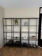 2 Industriële Boekenkast met Glazen Planken, Ophalen, Met plank(en), 200 cm of meer, 150 tot 200 cm