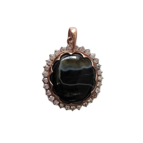 Unieke Schoonheid: Vergulde Garut Agaat Hanger LTR02, Sieraden, Tassen en Uiterlijk, Kettinghangers, Nieuw, Steen of Mineraal