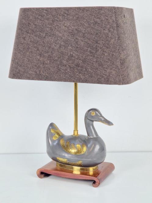 Vintage eend tafellamp messing mid century ´70 regency lamp, Huis en Inrichting, Lampen | Tafellampen, Gebruikt, Minder dan 50 cm