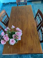 Brocante tafel + 6 teakhouten stoelen eettafel 2lades, Huis en Inrichting, Ophalen, Zo goed als nieuw, 4 tot 6 stoelen