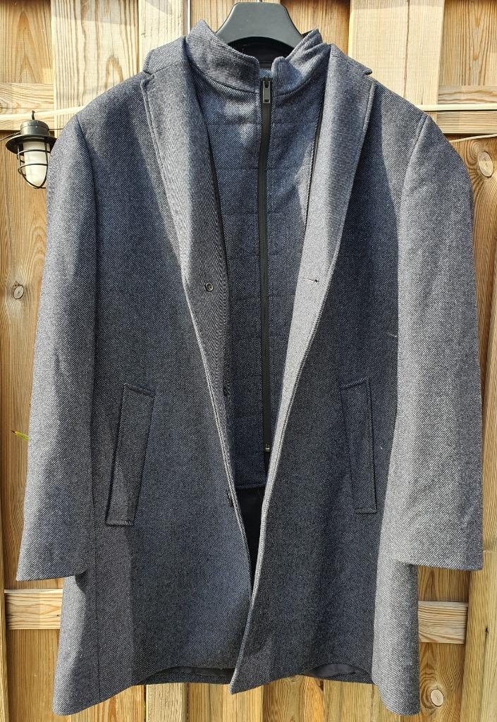 Prachtige Grijze Wollen Duffeljas van Bartlett - Maat L, Kleding | Heren, Jassen | Winter, Grijs, Ophalen of Verzenden