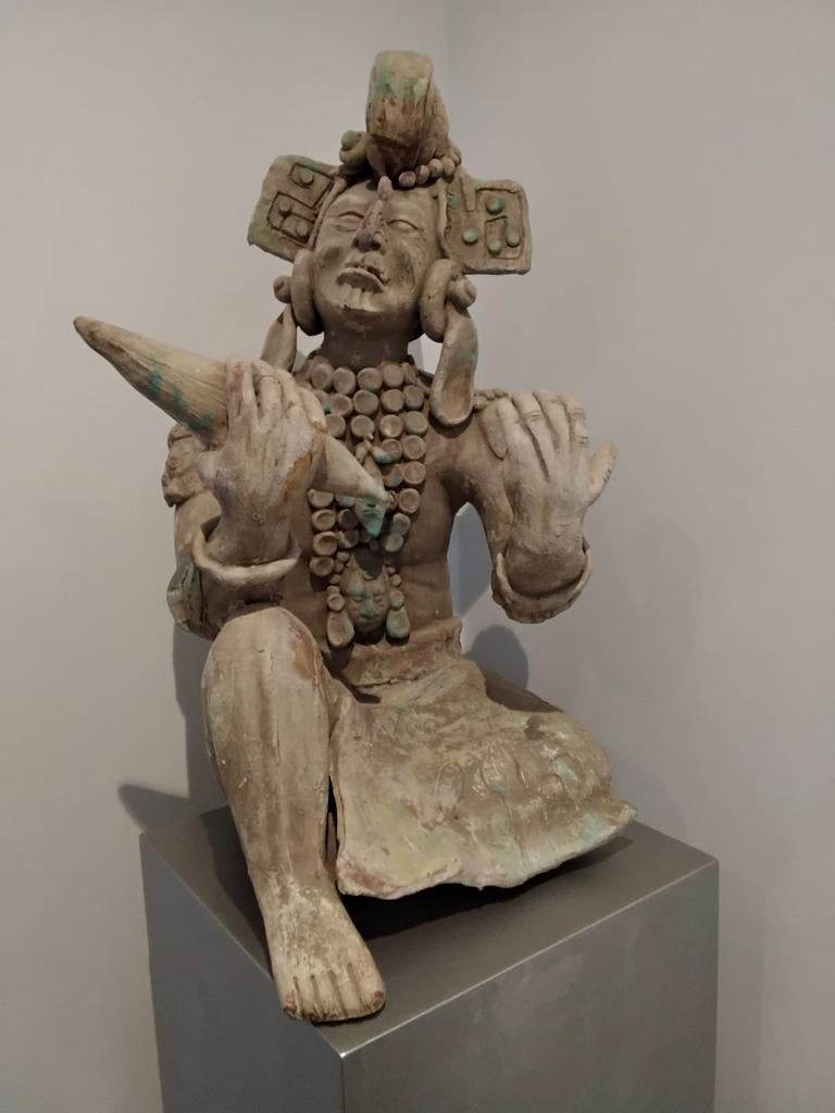 Fraai groot (60cm) aardewerk beeld Maya medicijnman, Ophalen