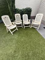 4 verstelbare en opklapbare tuinstoelen en 1 tafel, Tuin en Terras, Ophalen, Gebruikt, Kunststof, Verstelbaar