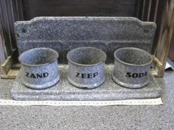 2x grijsgewolkt emaille zand zeep sodastellen beschikbaar voor biedingen