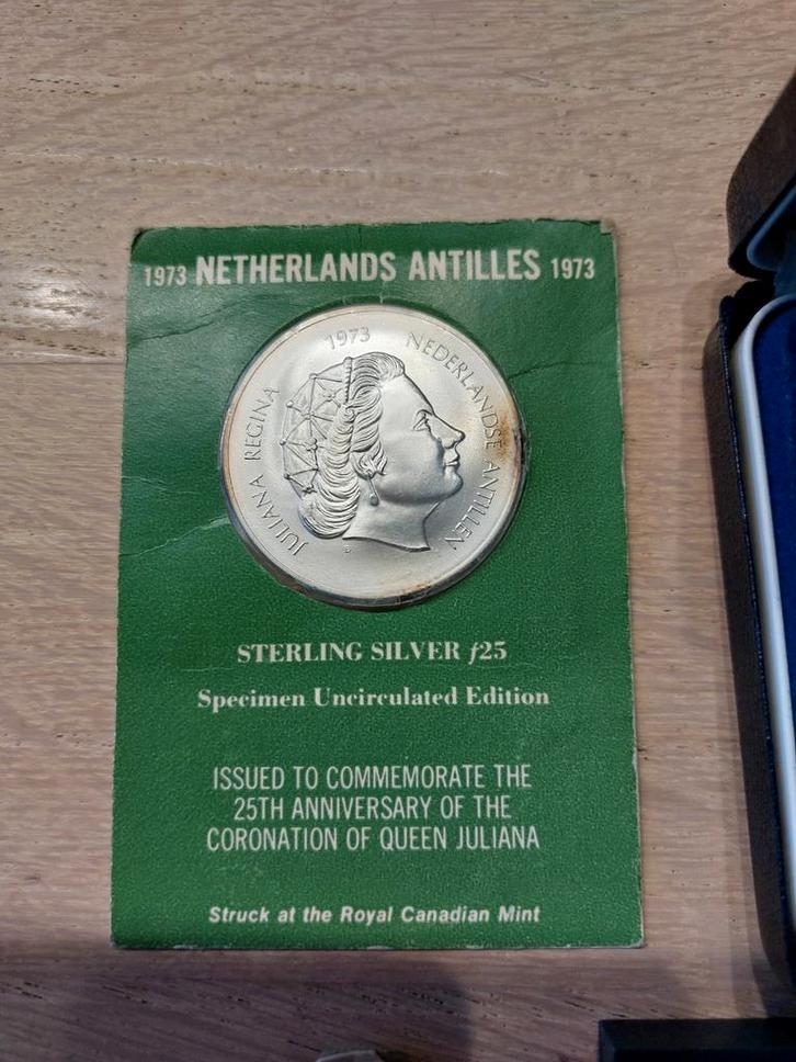 Munten Nederlandse Antillen zilver, Postzegels en Munten, Penningen en Medailles, Zilver, Ophalen of Verzenden