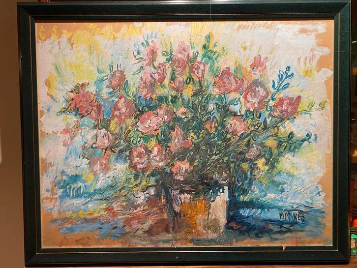 Jan Makkes Bloemenstilleven in lijst 80x70, Antiek en Kunst, Kunst | Schilderijen | Klassiek, Ophalen