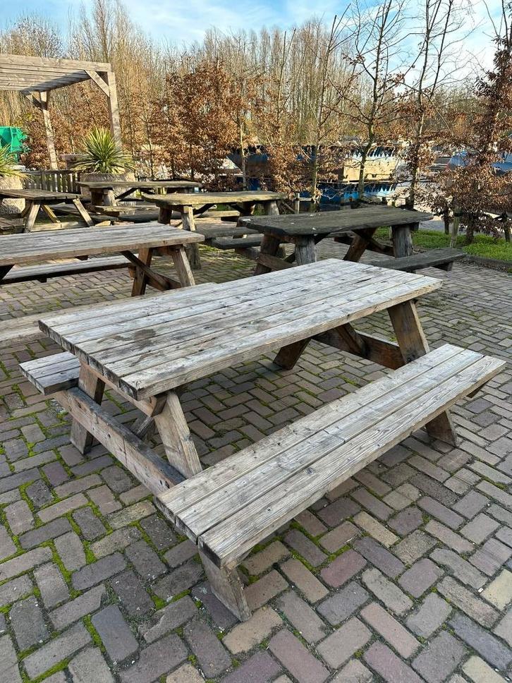 Picknicktafel 177x147,5 2 stuks, Tuin en Terras, Picknicktafels, Gebruikt, Rechthoekig, Hout, Ophalen of Verzenden