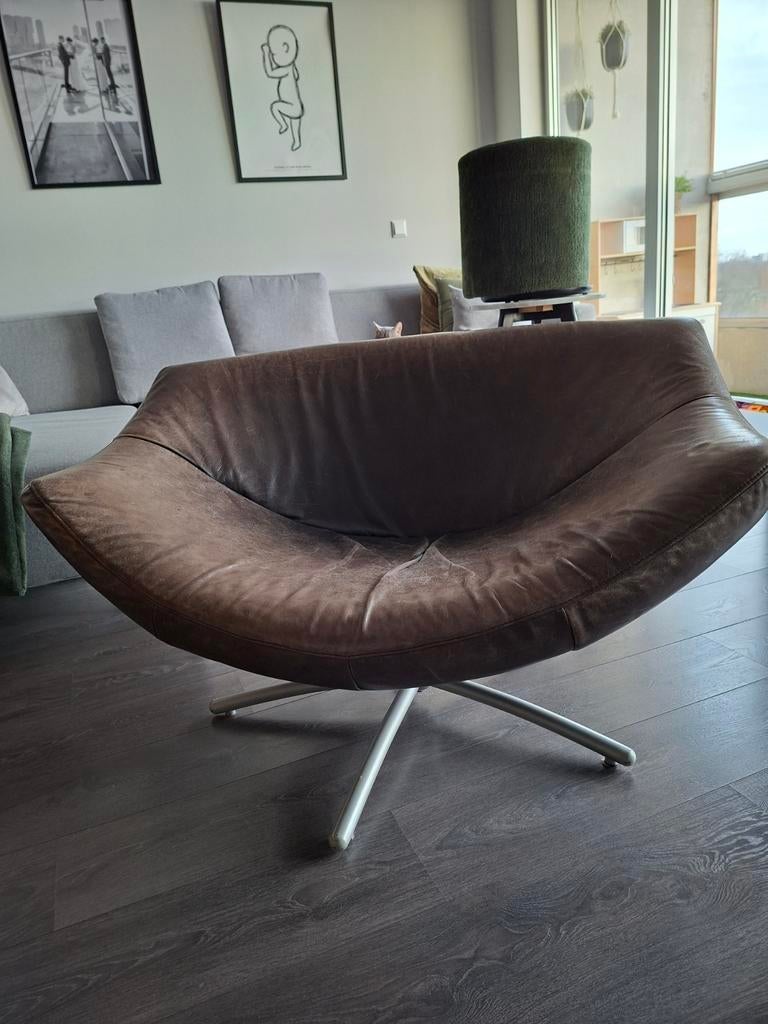 Gerard van den Berg design draaistoel GIGI LABEL -  Leer, Huis en Inrichting, Fauteuils, Ophalen, Gebruikt, Leer, Modern