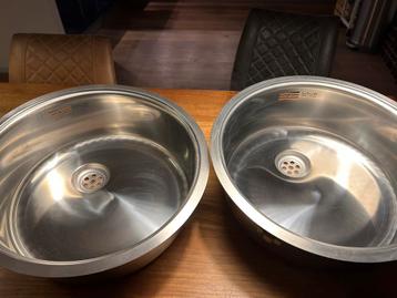 2 Nieuwe RVS Ronde spoelbakken - 39cm beschikbaar voor biedingen