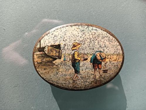 J.Pette heel klein zeldzaam blikje, kinderen op het strand, Verzamelen, Blikken, Gebruikt, Overige, Overige merken, Verzenden