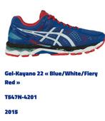 Gel-Kayano 22 « Blue/White/Fiery Red »T547N-4201  2015  44, Sport en Fitness, Loopsport en Atletiek, Gebruikt, Ophalen of Verzenden