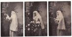 3 stuks Thema kaart. Nonnetje verzorgd bloemen ca. 1905., Verzenden, Voor 1920, Ongelopen, Cultuur en Media