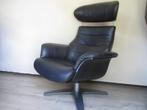 NIEUWSTAAT Kuka design relaxfauteuil zwart leder (time out), Ophalen of Verzenden, Zo goed als nieuw, Metaal, 50 tot 75 cm