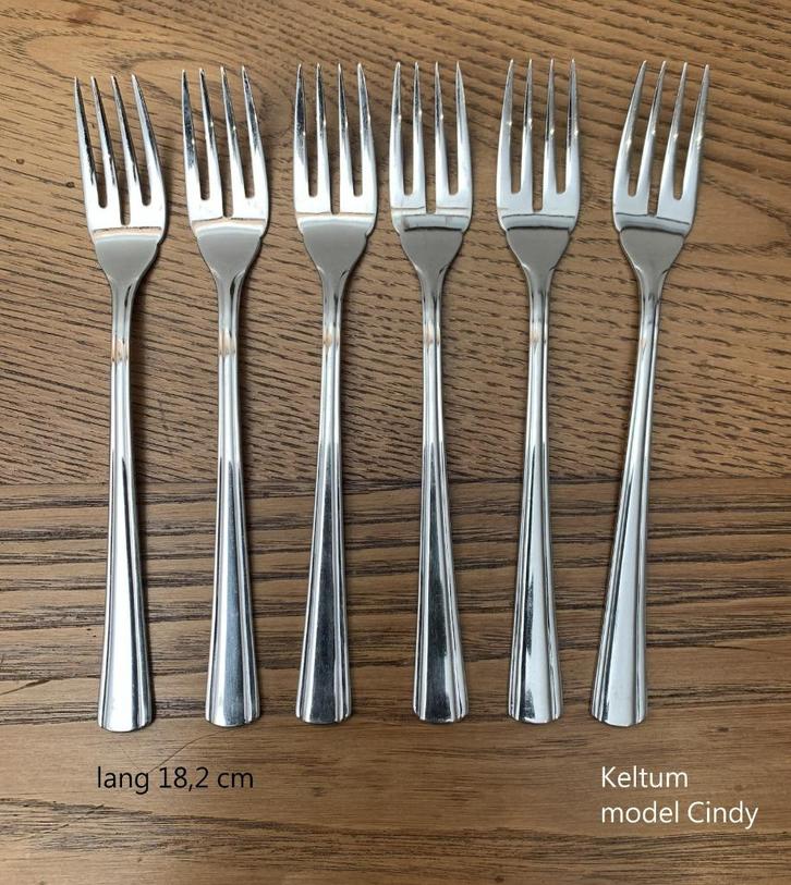 6 vorken van visbestek, Keltum, 18-8, model Cindy, lang 18,2, Huis en Inrichting, Keuken | Bestek, Zo goed als nieuw, Rvs of Chroom