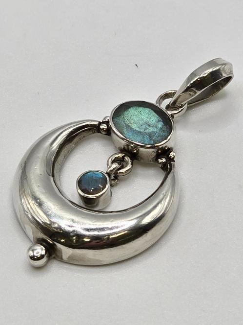Echt zilveren hanger met Labradoriet, Sieraden, Tassen en Uiterlijk, Kettinghangers, Zo goed als nieuw, Zilver, Zilver, Overige voorstellingen