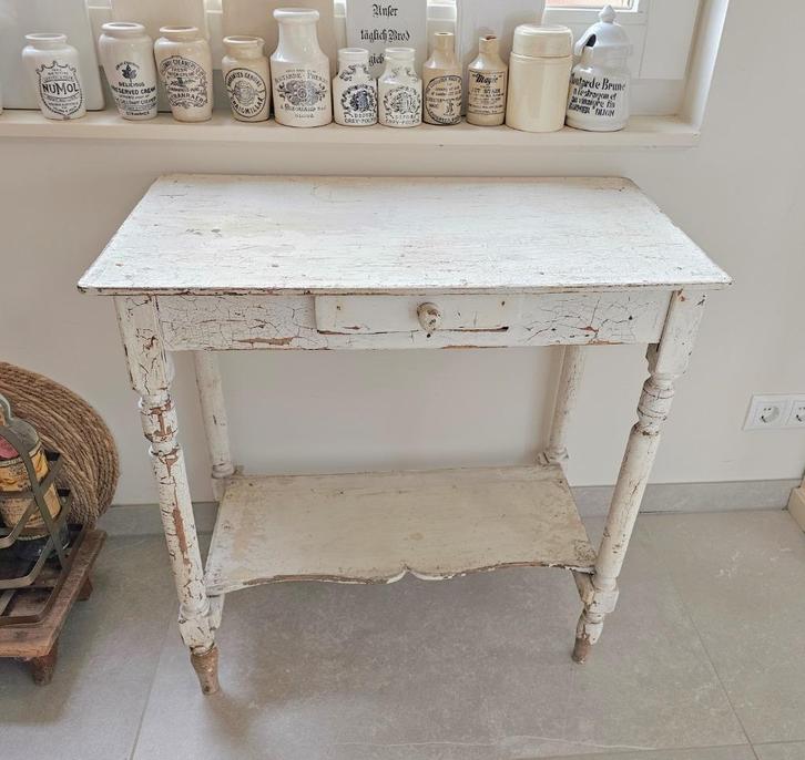 STOER oud wit tafeltje / tafel shabby oude verf, Antiek en Kunst, Antiek | Meubels | Tafels, Ophalen