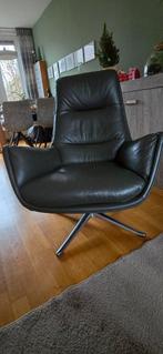 Te koop mooie Draai-Fauteuil. Stevig, donkergrijs leder., Huis en Inrichting, Fauteuils, Ophalen, Gebruikt, Minder dan 75 cm, Leer