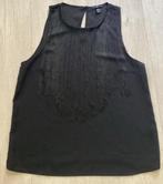 Zwarte H&M Top met Franjes - Maat 44, Kleding | Dames, Tops, H&M, Zwart, Maat 42/44 (L), Ophalen of Verzenden
