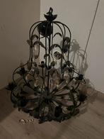 Hanglamp met bladeren en kristallen, Ophalen, Gebruikt, Metaal, 50 tot 75 cm