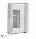 Buffetkasten Victoria hoogglans zwart wit marmer Aanbieding!, Huis en Inrichting, Ophalen of Verzenden, Nieuw, 25 tot 50 cm, Glas