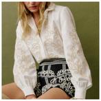 Sezane blouse Selina, wit met beige borduursels, Kleding | Dames, Ophalen of Verzenden, Zo goed als nieuw, Maat 38/40 (M), Wit