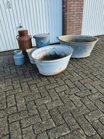 Vintage verzameling van zinken teilen, emmers,vuilnisbak etc, Antiek en Kunst, Ophalen