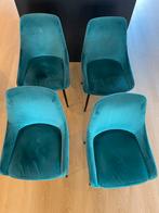 4 Blauwe Velvet Eetkamerstoelen - Zo Goed Als Nieuw!, Ophalen, Blauw, Zo goed als nieuw, Vier