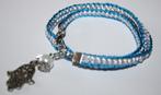 Flat kumihimo armband in blauw en zilver met bedels, Sieraden, Tassen en Uiterlijk, Armbanden, Nieuw, Blauw, Ophalen of Verzenden