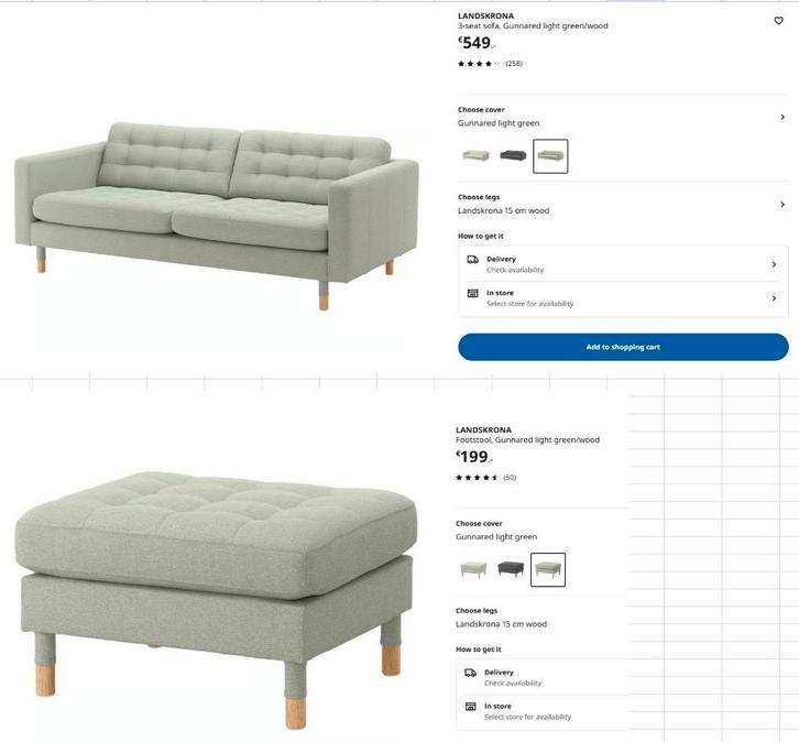 [MOVE OUT SALE] Couch 3-zitsbank, Gunnared lichtgroen/hout, Huis en Inrichting, Banken | Sofa's en Chaises Longues, Zo goed als nieuw