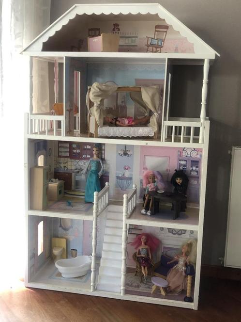 poppenhuis Kidkraft, incl. toebehoren en barbiepoppen, Verzamelen, Poppenhuizen en Toebehoren, Gebruikt, Poppenhuis, Ophalen