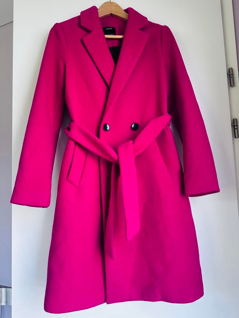 Roze Bershka jas XS, Ophalen of Verzenden, Zo goed als nieuw, Maat 34 (XS) of kleiner, Roze