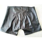 Heren chaps korte broek zwarte leren gay open achterkant, Verzenden, Nieuw, Zwart