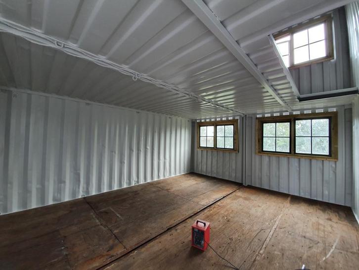 Complete zeecontainerhal met verdieping en elektra, Zakelijke goederen, Kantoor en Winkelinrichting | Magazijn, Stelling en Opslag