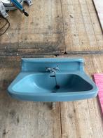 Vintage art deco wasbak blauw, Huis en Inrichting, Badkamer | Badkamermeubels, Ophalen, Gebruikt, 50 tot 100 cm, Minder dan 100 cm
