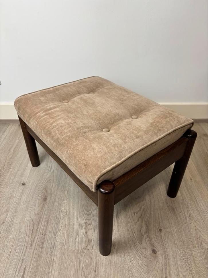Vintage Deense Farstrup opbergpoef/krukje, jaren 70-80, Huis en Inrichting, Banken | Voetenbanken en Poefen, Zo goed als nieuw