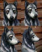 Semi realistische wolfhond fursuit hoofd (refurbished), Nieuw, Ophalen of Verzenden