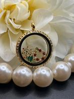 Floating locket met kerst thema, Verzenden, Zo goed als nieuw, Goud, Overige materialen