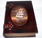 Groot houten hol boek (kist) afbeelding Clipper. 39x28x10cm., Antiek en Kunst, Ophalen of Verzenden