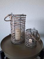 Windlichten set, bamboe en glas, Huis en Inrichting, Woonaccessoires | Kandelaars en Kaarsen, 25 tot 50 cm, Ophalen of Verzenden