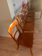 6 massief teak stoelen nog beschikbaar, Ophalen, Koloniale stijl met moderne lijnen, Teakhout, 200 cm of meer