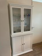 Witte Buffetkast met Glazen Deuren, Ophalen, 50 tot 100 cm, Zo goed als nieuw, 150 tot 200 cm