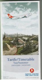 Turkish Airlines Timetable Summer - 29-03-2009 / 24-10-2009, Verzamelen, Ophalen of Verzenden, Gebruikt, Overige typen
