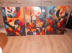 Nieuw 3-luik wandschilderij Haïti - Kleurrijk Canvas 40x60cm, Antiek en Kunst, Ophalen of Verzenden