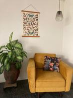 Fauteuil velours okergeel, Huis en Inrichting, Fauteuils, Ophalen, Klassiek, 75 tot 100 cm, Zo goed als nieuw