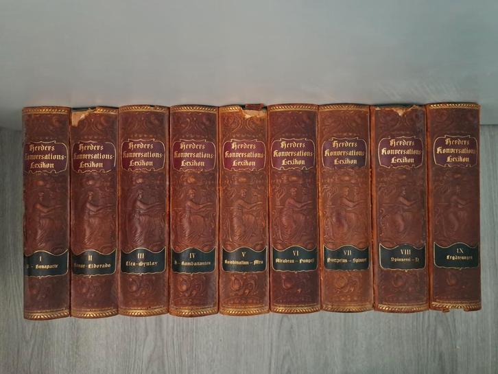 Herders Konversations-Lexikon 1-9 (1910), Boeken, Encyclopedieën, Gelezen, Complete serie, Algemeen, Ophalen