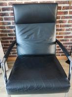 Leolux fauteuil zwart leder, Ophalen of Verzenden, Gebruikt, 75 tot 100 cm