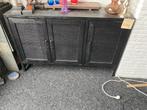 Dressoir vic zwart mango hout rotan webbing 125cm, Ophalen, Overige materialen, 100 tot 150 cm, Nieuw